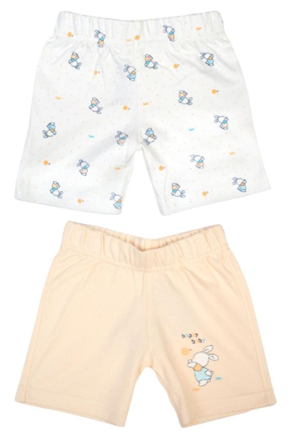 Mee Mee Baby White Peach Bunny Print Shorts - Pack Of 2